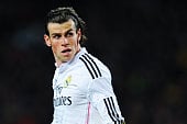 Real Madrid forward Gareth Bale watches on