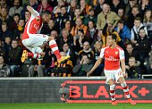 Sanchez of Arsenal celebrates their goal against Hull