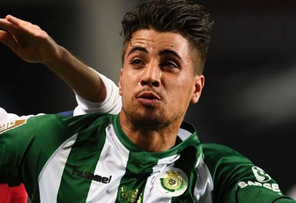 Fabio Cardoso battles for the ball for his Portuguese club Vitoria de Setubal