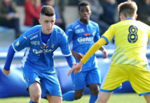 Arnel Jakupovic looks to make a pass for his Italian club Empoli