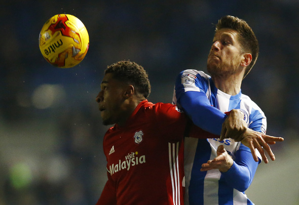 Sebastien Pocognoli battles for the ball for his English club Brighton