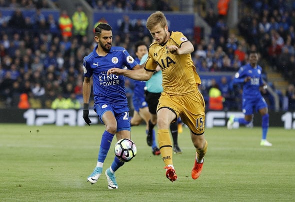 Eric Dier battles for possession for his English club Tottenham