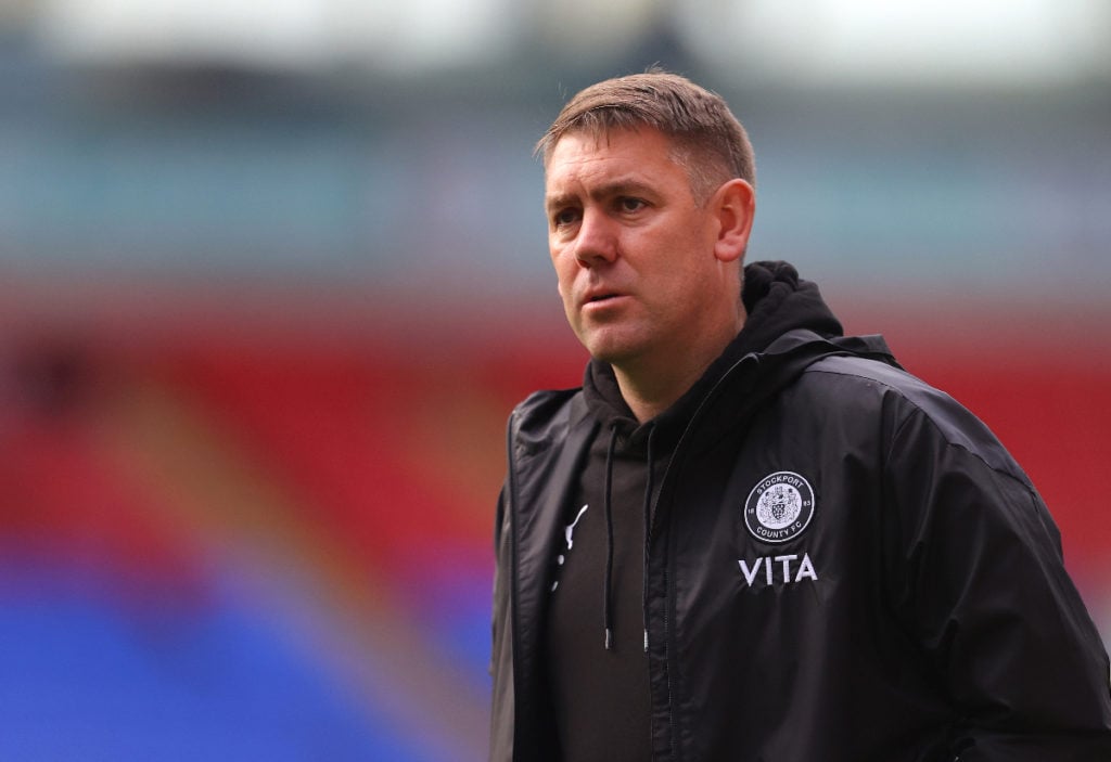 Stockport manager Dave Challinor on the training pitch