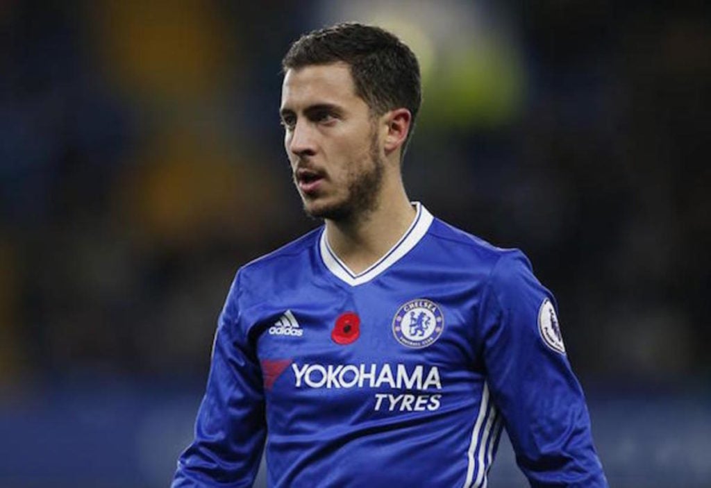Eden Hazard looking focused for Chelsea