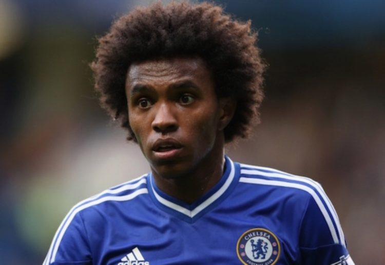 Willian looking focusde in a Chelsea shirt