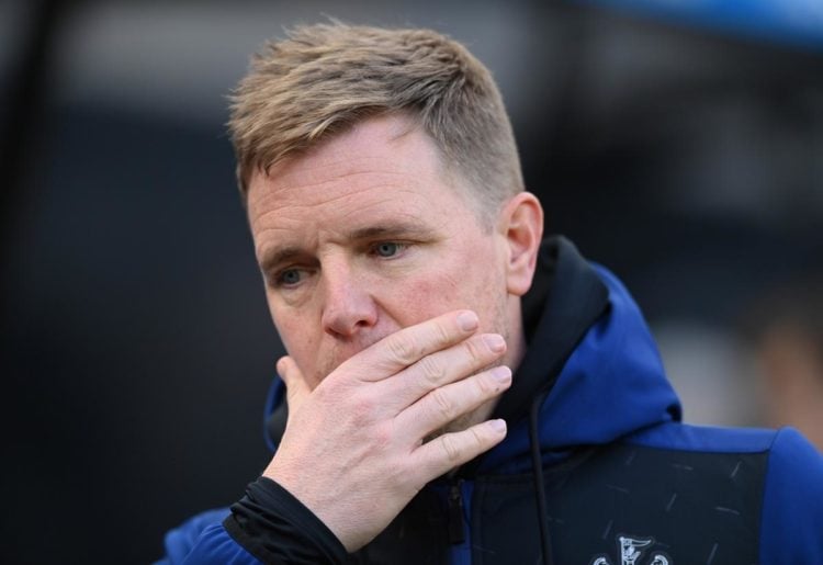 Newcastle Eddie Howe with his hand over his mouth