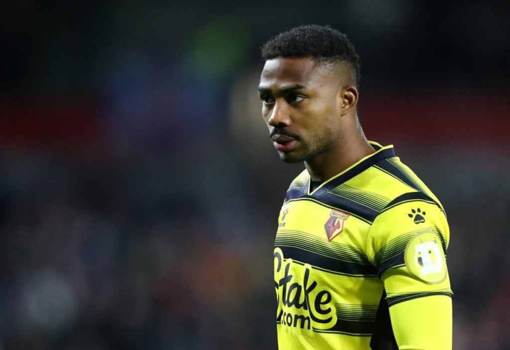 Emmanuel Dennis playing for Watford looking serious