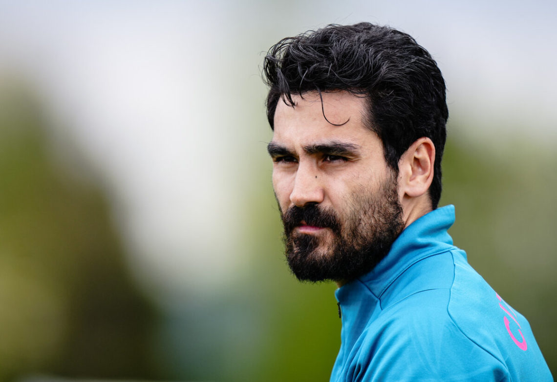 Man City midfielder Ilkay Gundogan in training