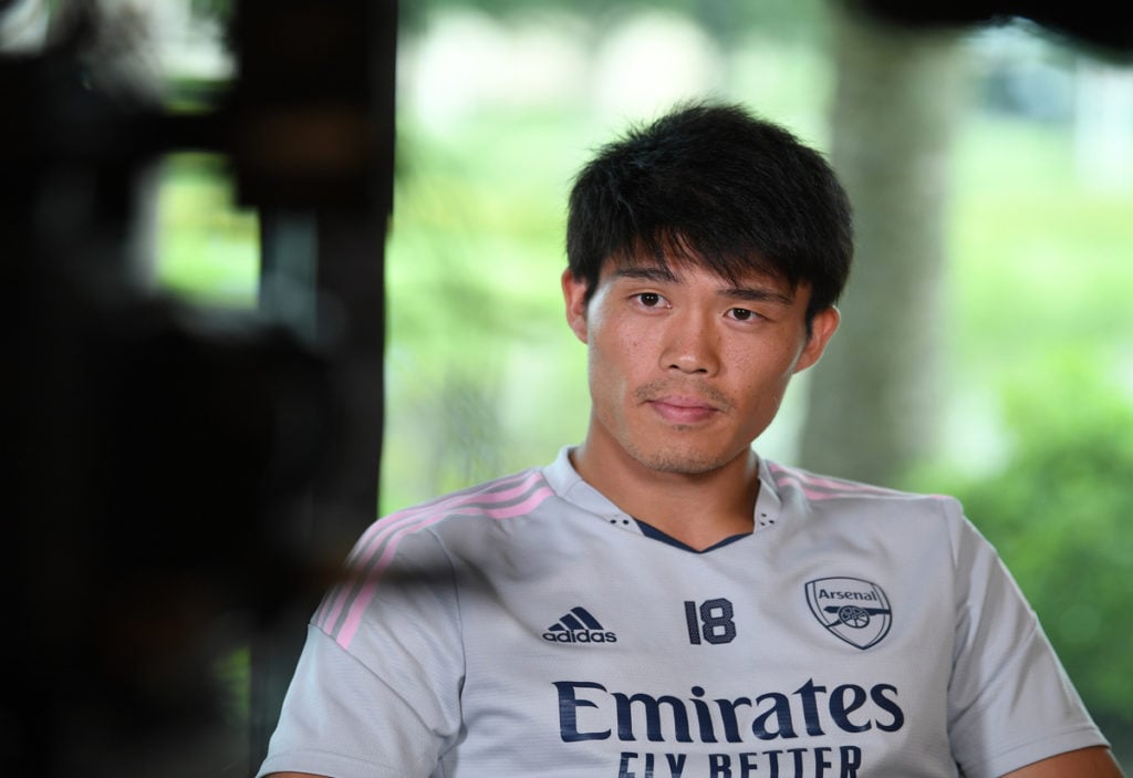 Takehiro Tomiyasu being interviewed for Arsenal