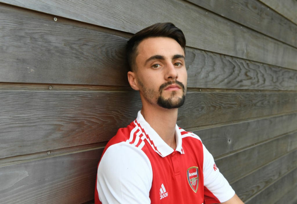 Arsenal midfielder Fabio Vieira poses for a photo