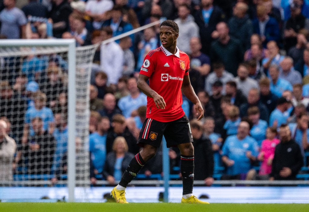 Man United defender Tyrell Malacia in action for the club.