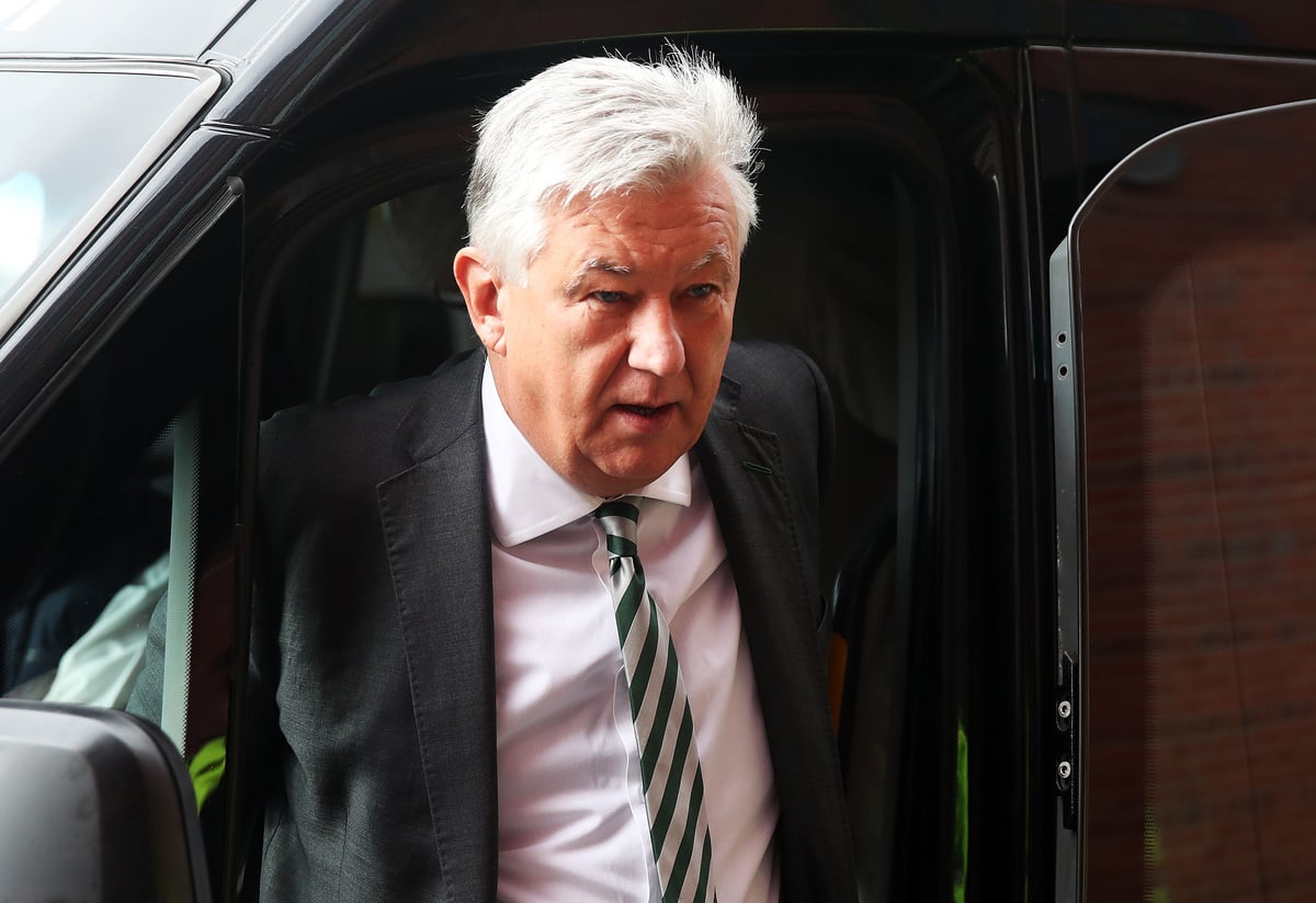 Celtic chairman Peter Lawwell getting out of a car