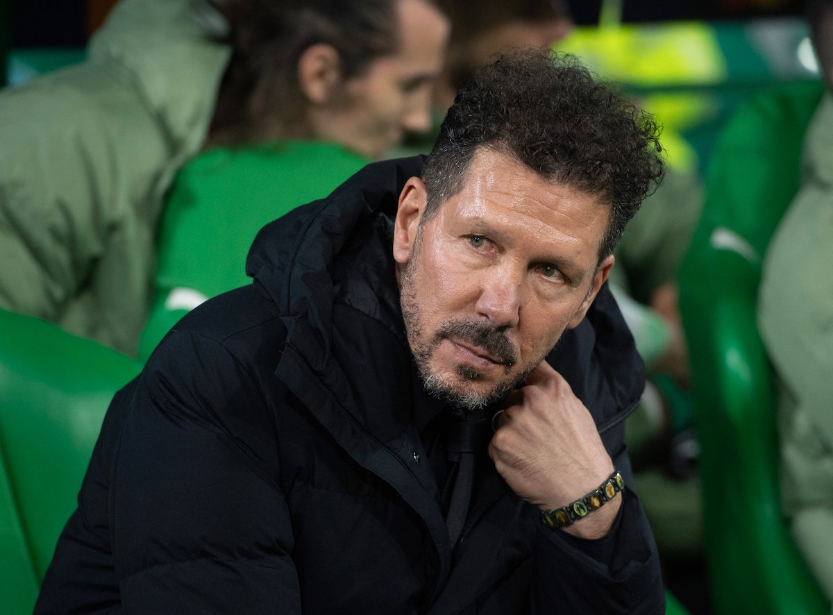 Diego Simeone in the dugout with Atletico Madrid