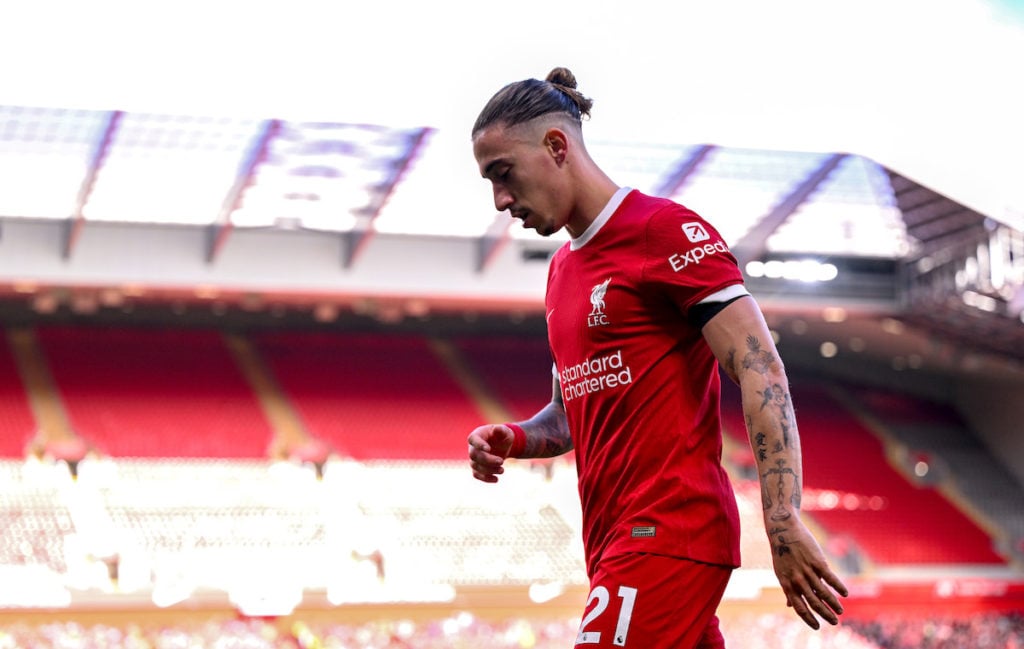 Liverpool defender Kostas Tsimikas at Anfield.
