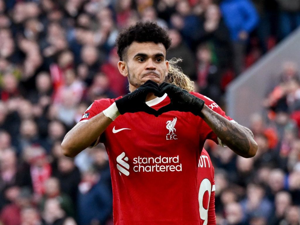 Luis Diaz celebrates for Liverpool