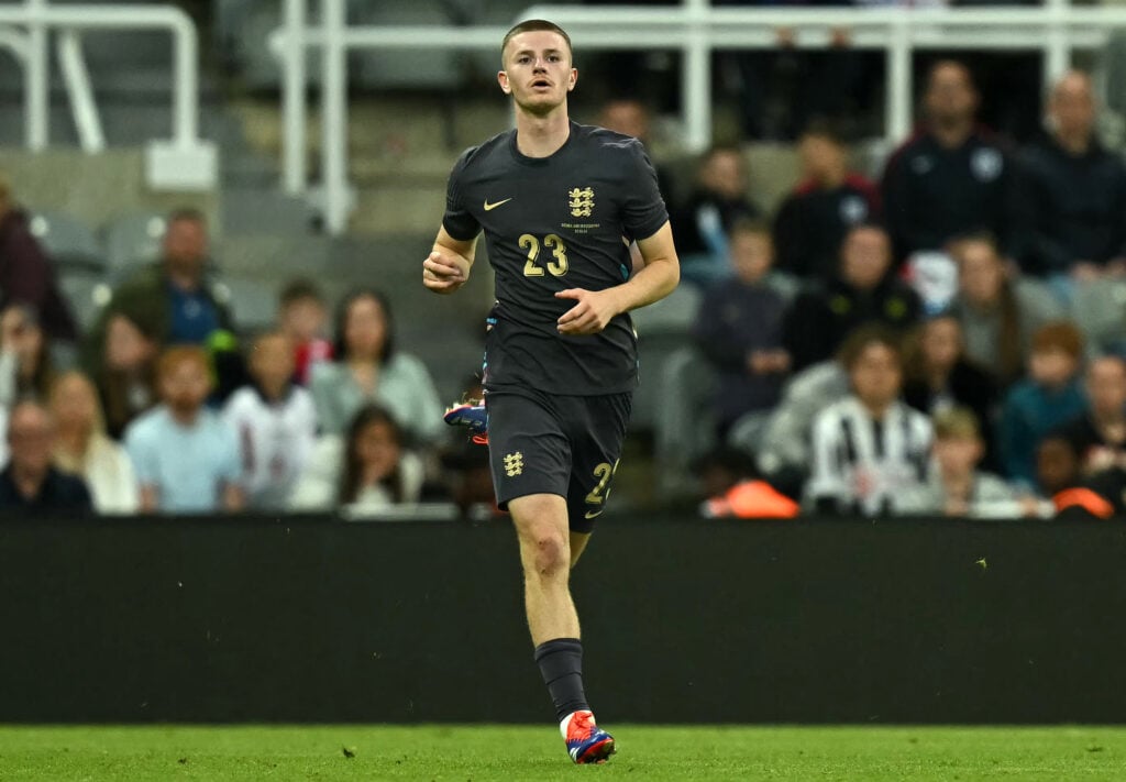 Crystal Palace star Adam Wharton playing for England.