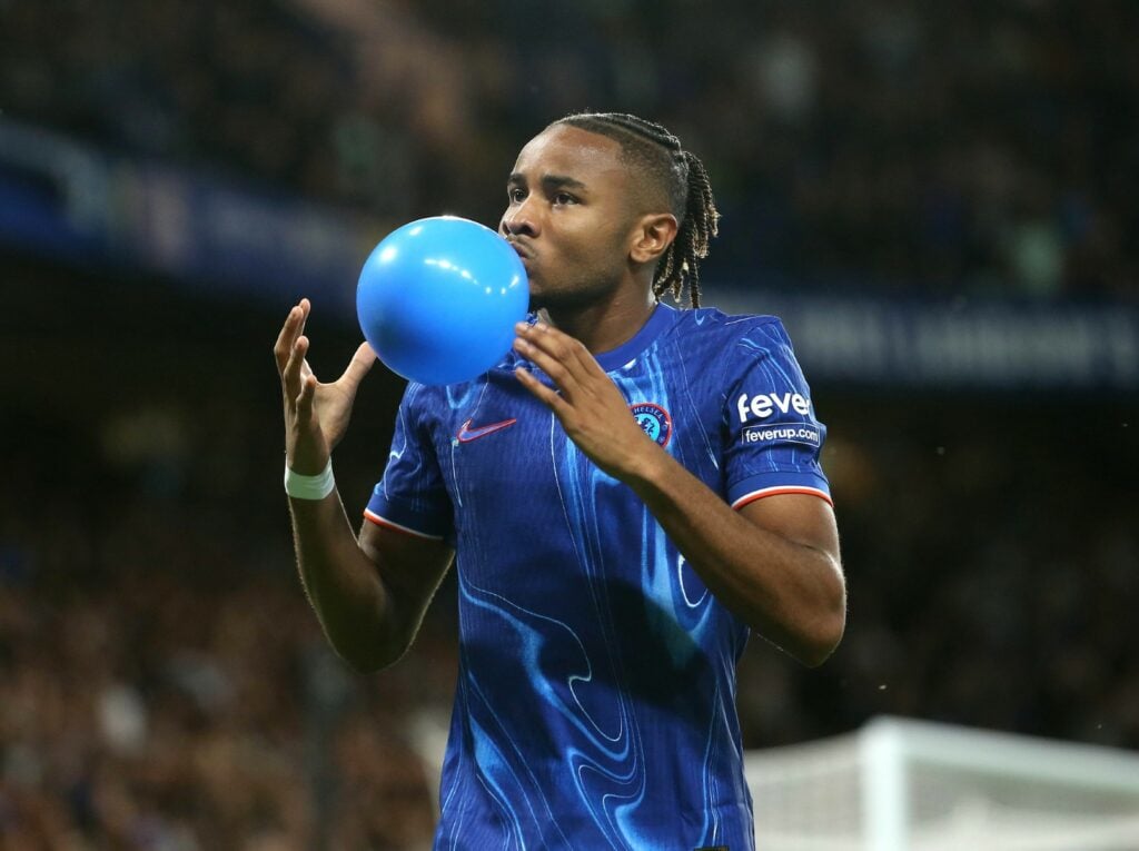 Christopher Nkunku performs his trademark celebration for Chelsea