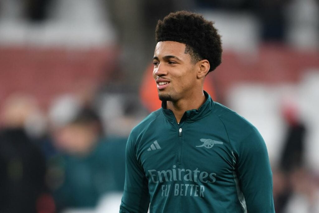 Arsenal midfielder Ethan Nwaneri lines up before a match.