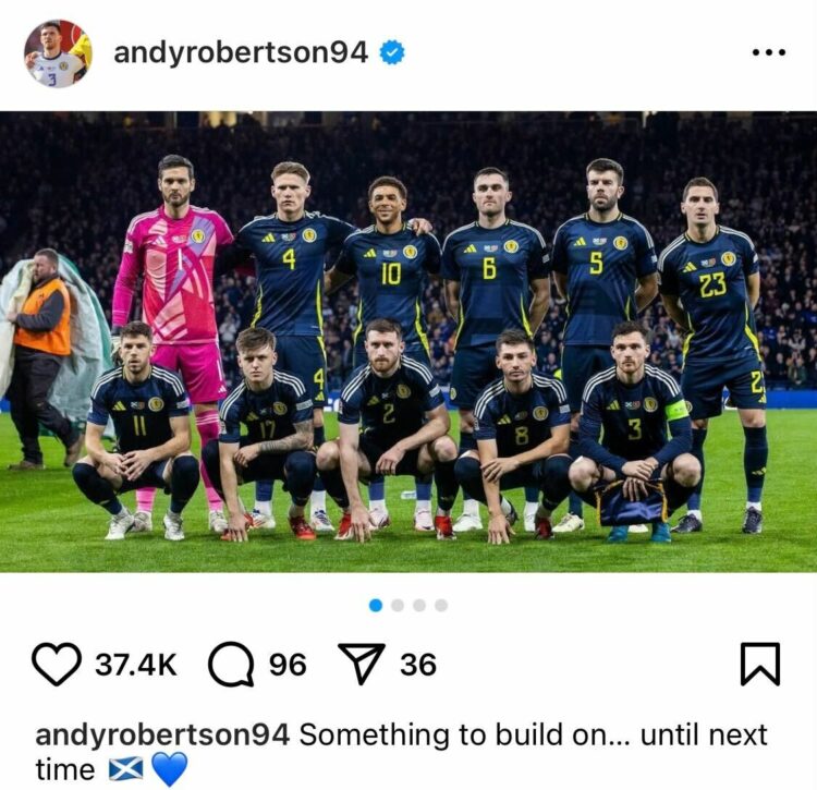 Andrew Robertson sends seven word message to Scotland fans after