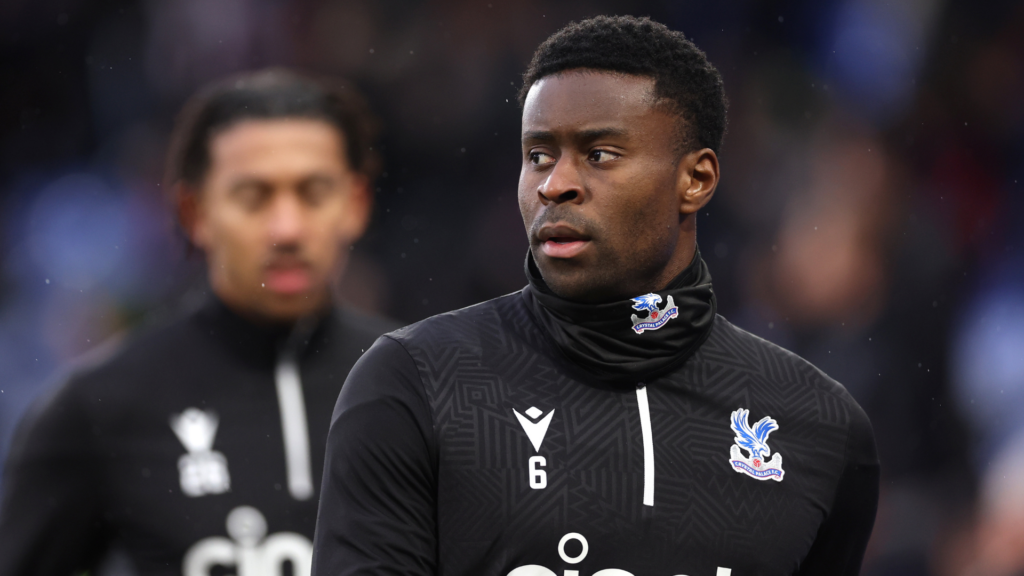 Marc Guehi warming up for Crystal Palace