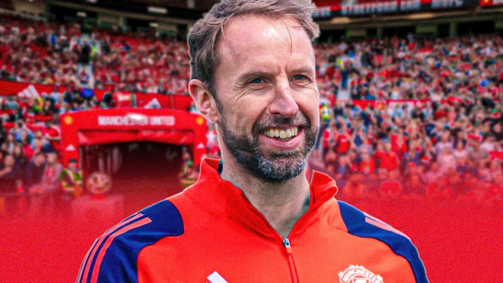 Gareth Southgate edited in Man United training gear at Old Trafford