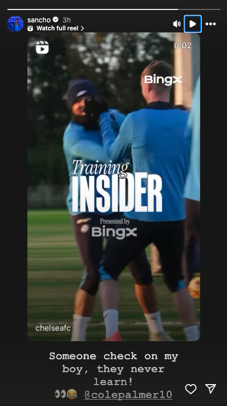 Jadon Sancho Instagram Cole Palmer Chelsea
