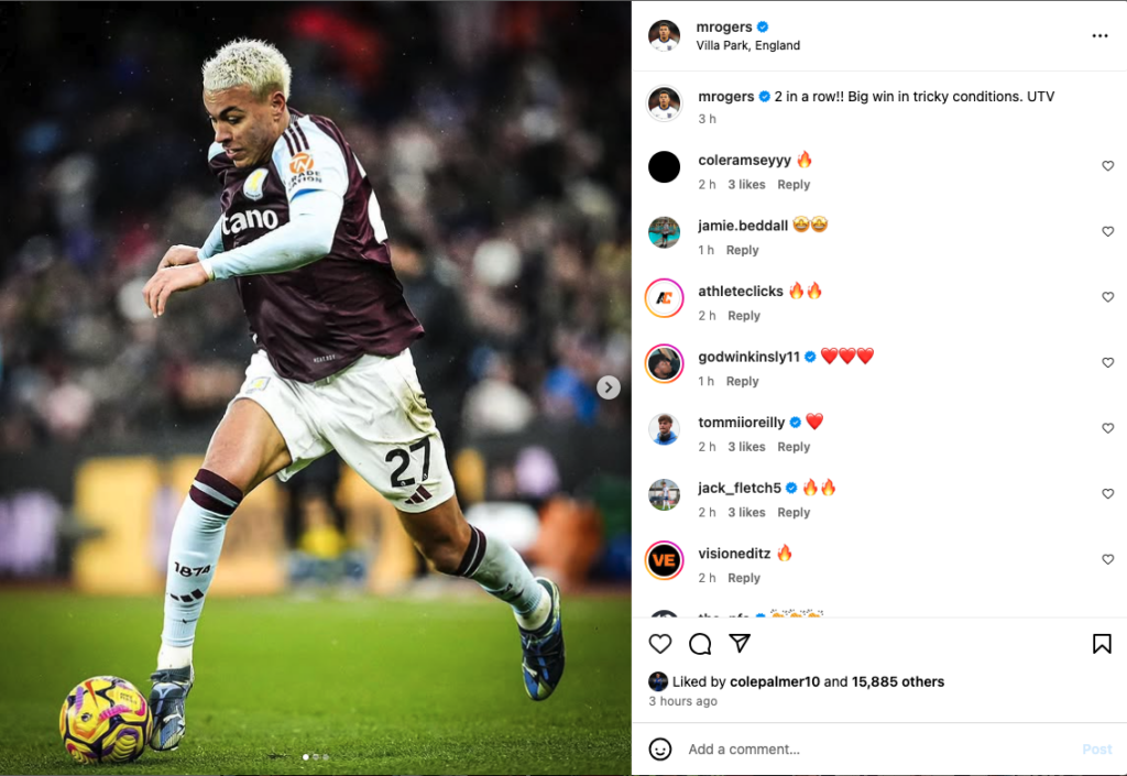 Morgan Rogers Aston Villa Instagram Cole Palmer