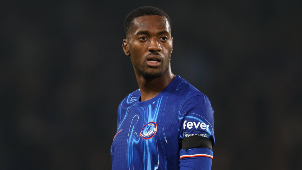 Chelsea defender Tosin Adarabioyo in a home shirt.
