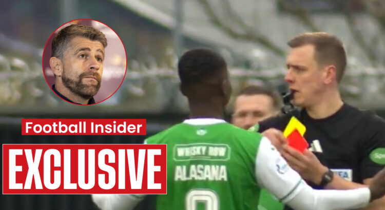 Hibernian midfielder Alsana Manneh sent off vs St Mirren