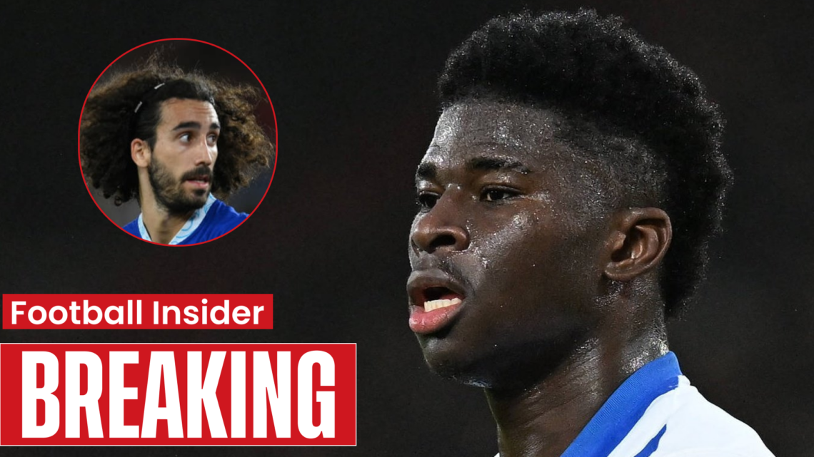 Chelsea defender Marc Cucurella and Brighton midfielder Carlos Baleba