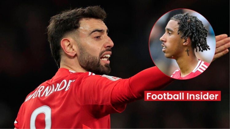 Man United players Leny Yoro and Bruno Fernandes