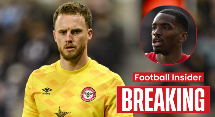 Brentford goalkeeper Mark Flekken and Al-Ahli striker Ivan Toney