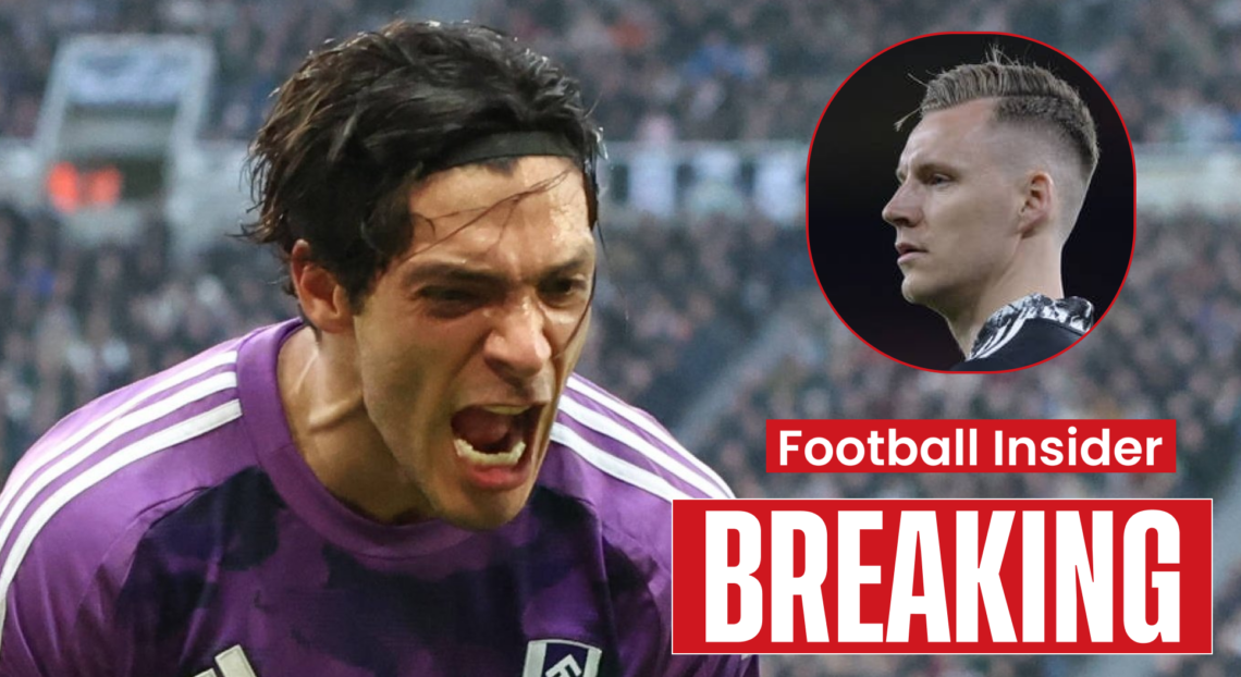 Fulham players Raul Jimenez and Bernd Leno