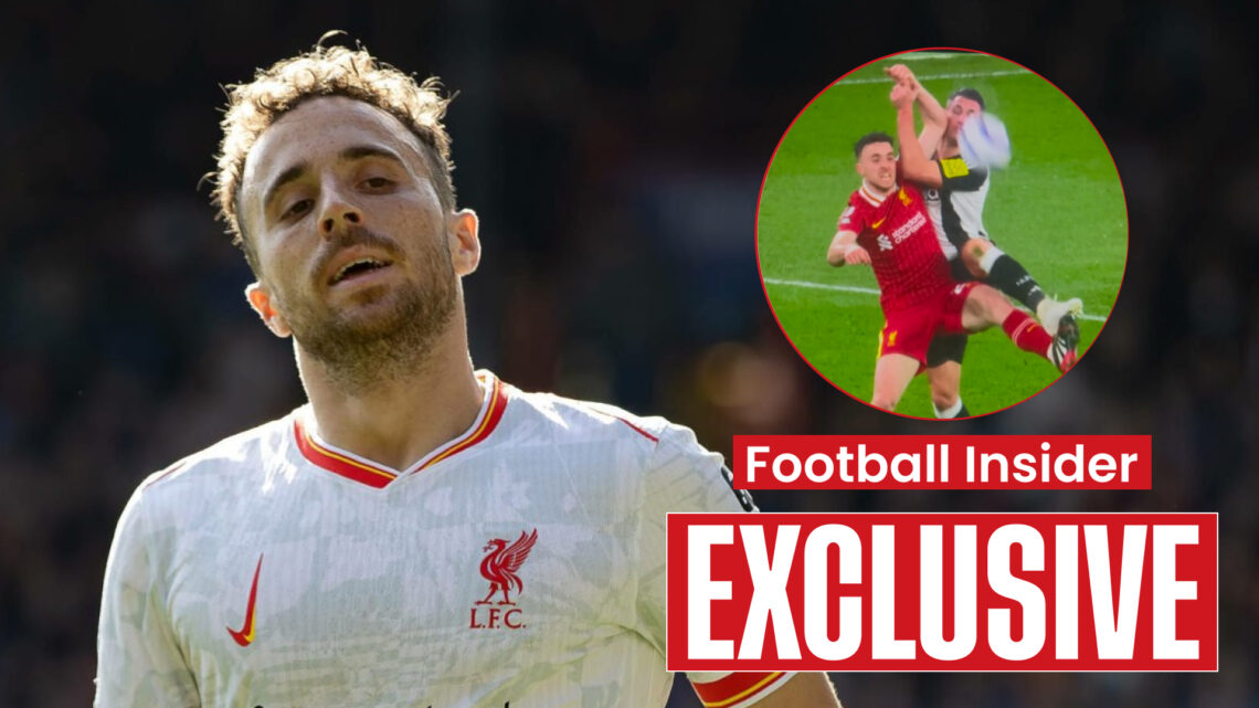 Liverpool forward Diogo Jota and Newcastle defender Fabian Schar