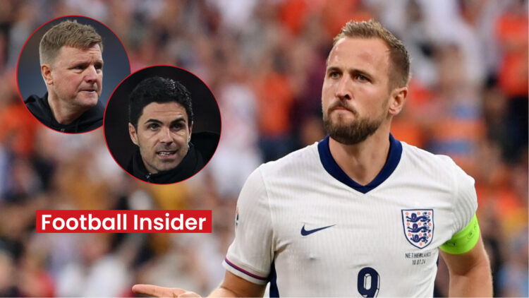 Arsenal manager Mikel Arteta Newcastle manager Eddie Howe and Harry Kane