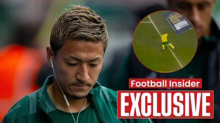 Celtic players Daizen Maeda and Alistair Johnston