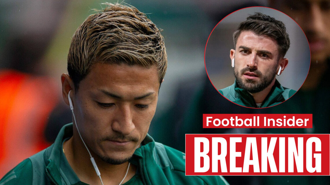 Celtic players Daizen Maeda and Greg Taylor
