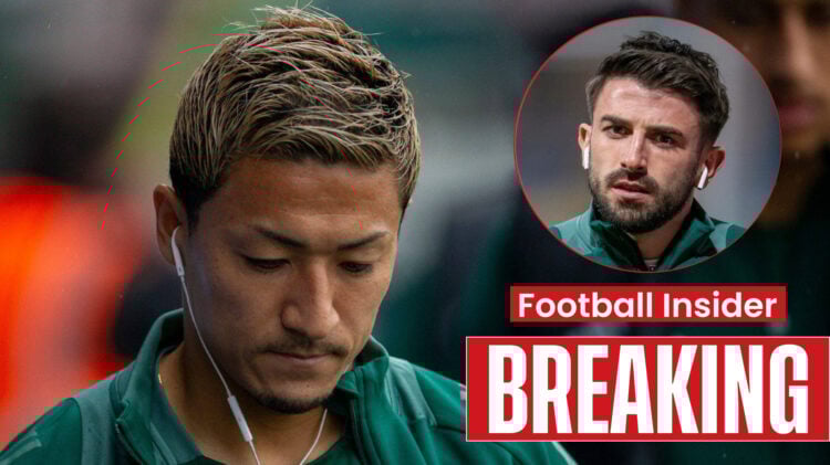Celtic players Daizen Maeda and Greg Taylor
