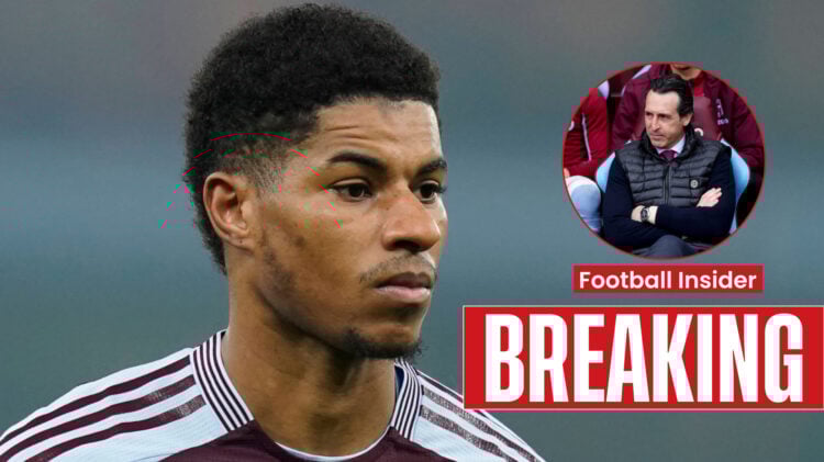 Aston Villa attacker Marcus Rashford and manager Unai Emery
