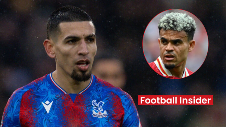 Crystal Palace defender Daniel Munoz and Liverpool forward Luis Diaz
