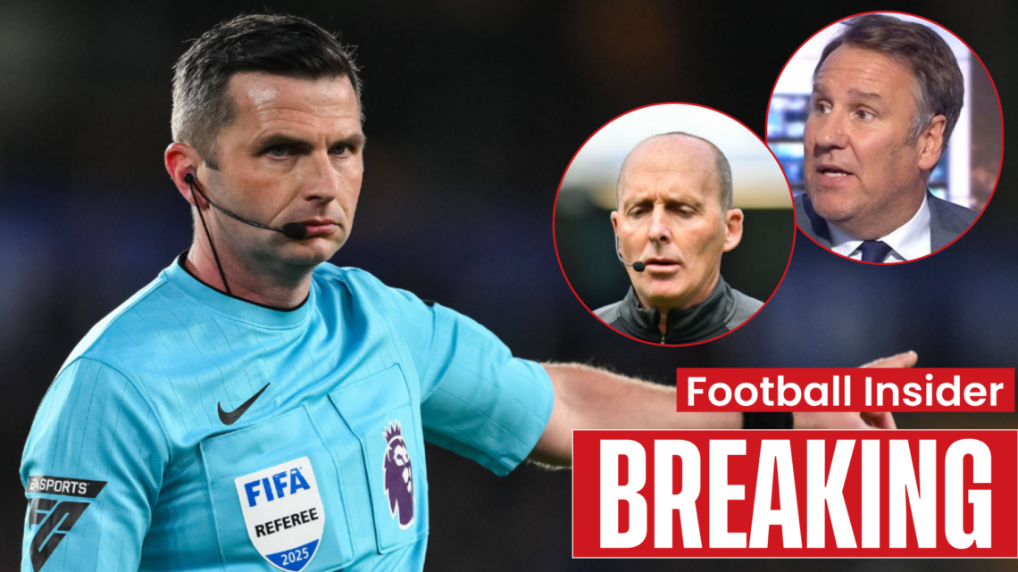 Mike Dean Paul Merson and Referee Michael Oliver