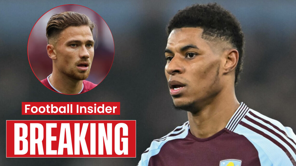 Aston Villa players Marcus Rashford and Matty Cash