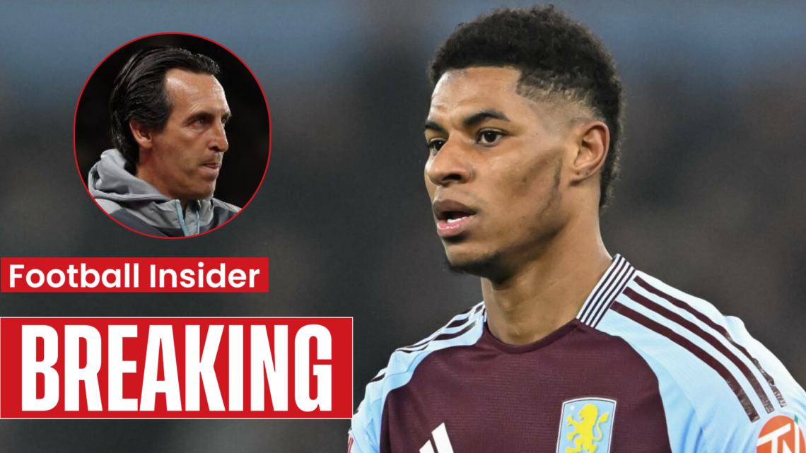 Aston Villa manager Unai Emery and Marcus Rashford