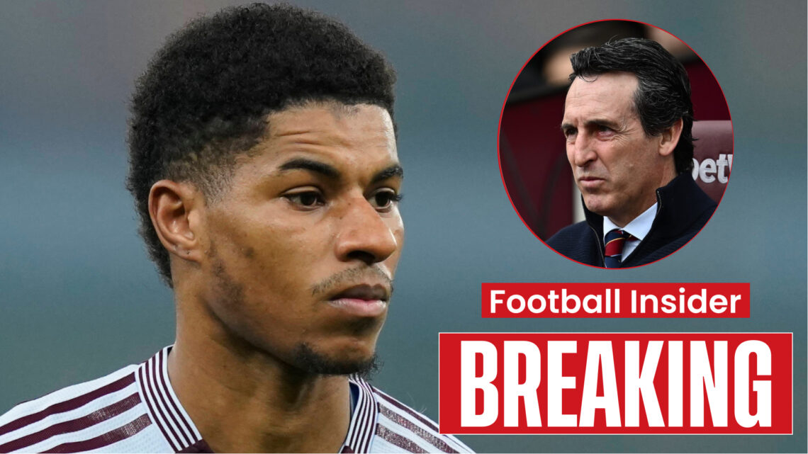 Aston Villa manager Unai Emery and Marcus Rashford
