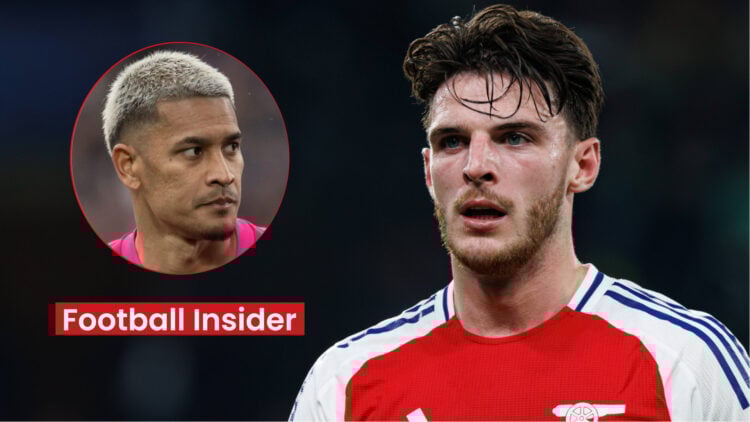 West Ham goalkeeper Alhponse Areola and Arsenal midfielder Declan Rice