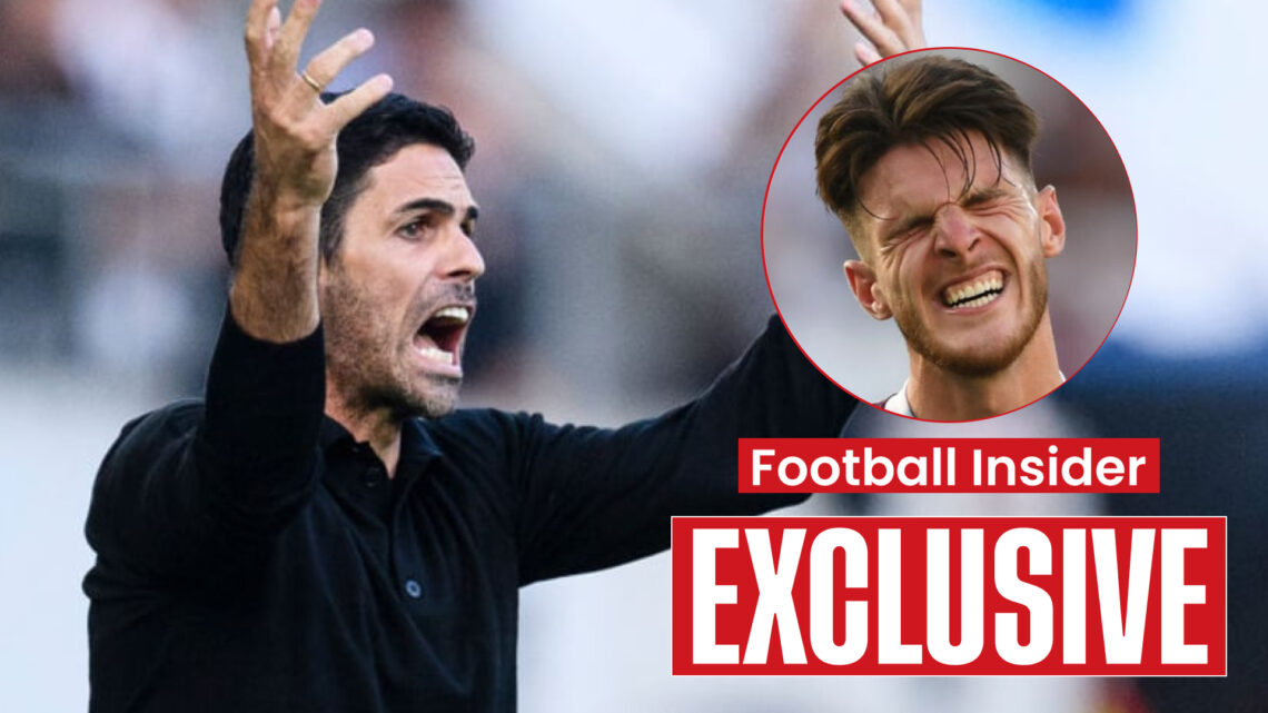 Arsenal manager Mikel Arteta and Declan Rice