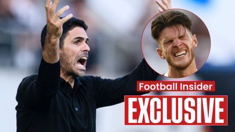Arsenal manager Mikel Arteta and Declan Rice