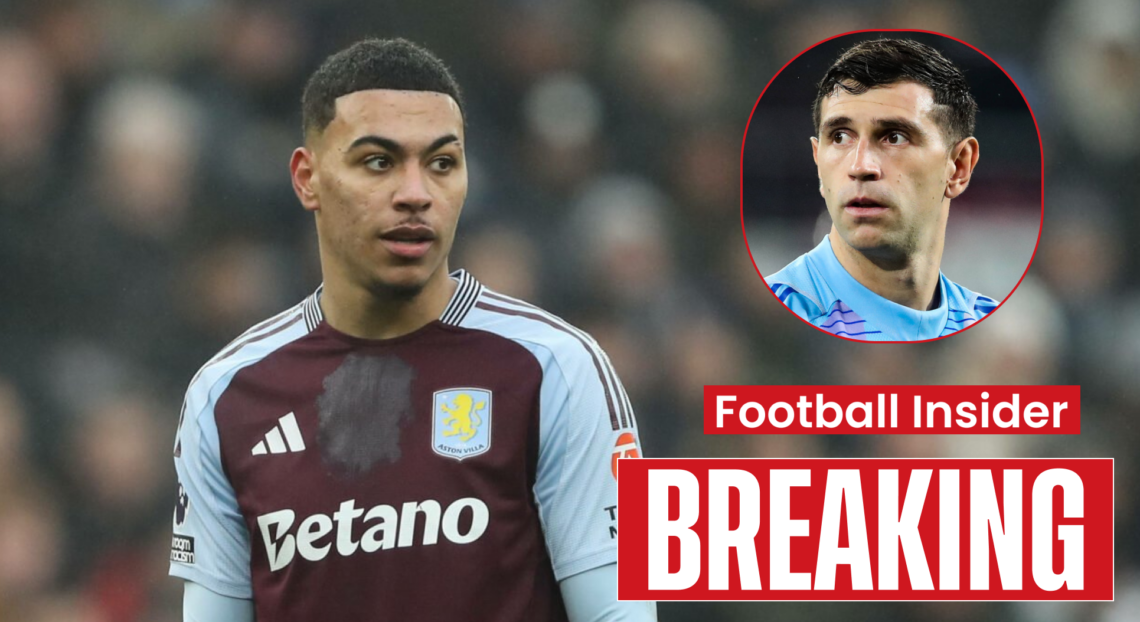 Aston Villa players Morgan Rogers and Emi Martinez