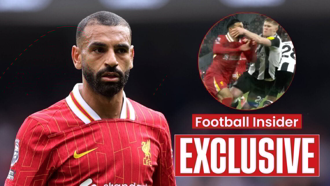 Liverpool winger Mohamed Salah and Newcastle defender Lewis Hall