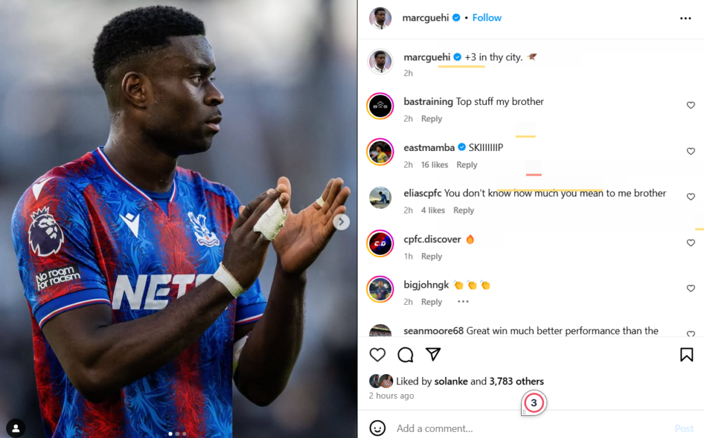 Marc Guehi celebrates Crystal Palace win